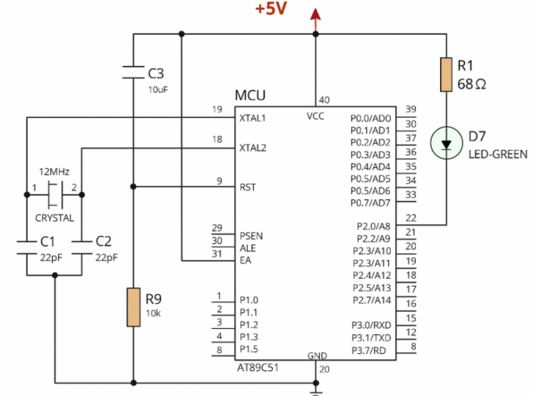 LED Blinking Program in C for 8051 Microcontroller (Step-by-Step ...