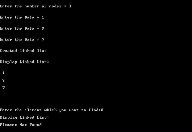 C Program to Search an element in a Linked List using Iterative and Recursive