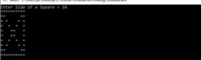 C Program To Print Hollow Square Star Pattern With Diagonal Aticleworld