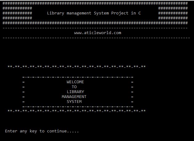 Library management system project in C