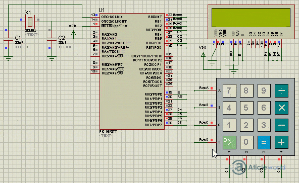 calculator using pic microcontroller