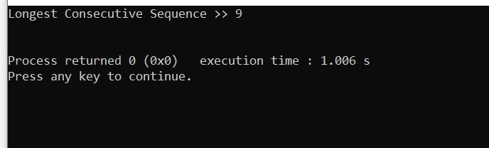 C Program to find length of longest consecutive elements sequence from given unsorted array of integers