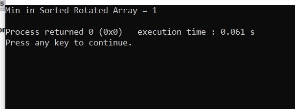 minimum element in a sorted and rotated array