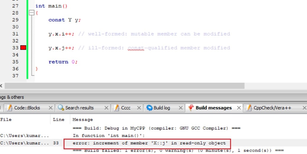 Modify Non mutable data member