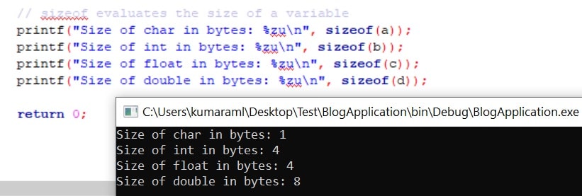 sizeof operator in c