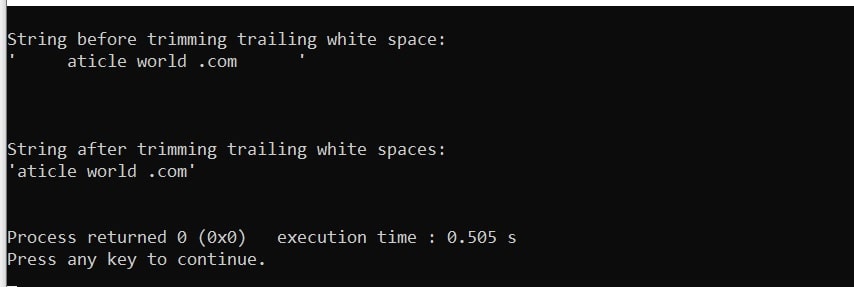 C Program To Trim Leading And Trailing White Spaces From A String