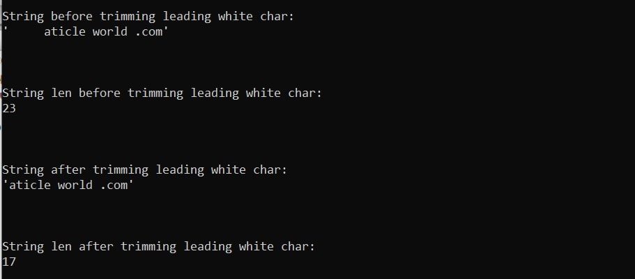 C program to trim leading white spaces from a string