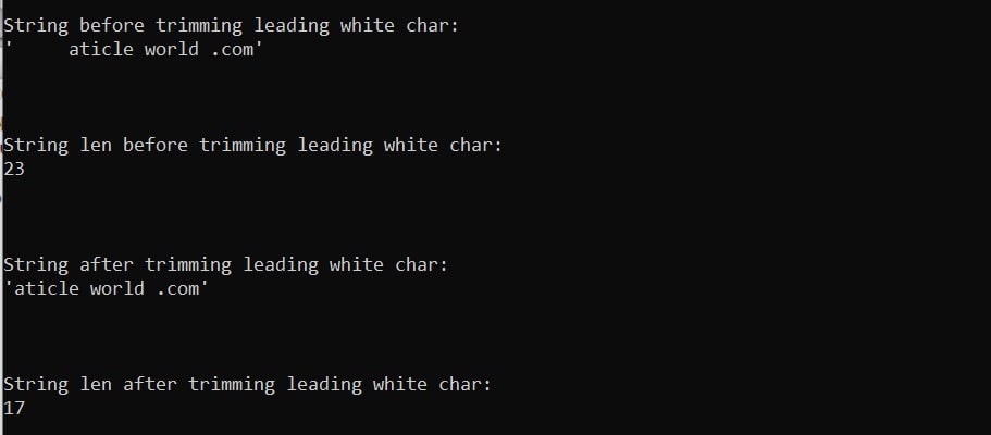 C Program To Trim Leading Whitespace From A String