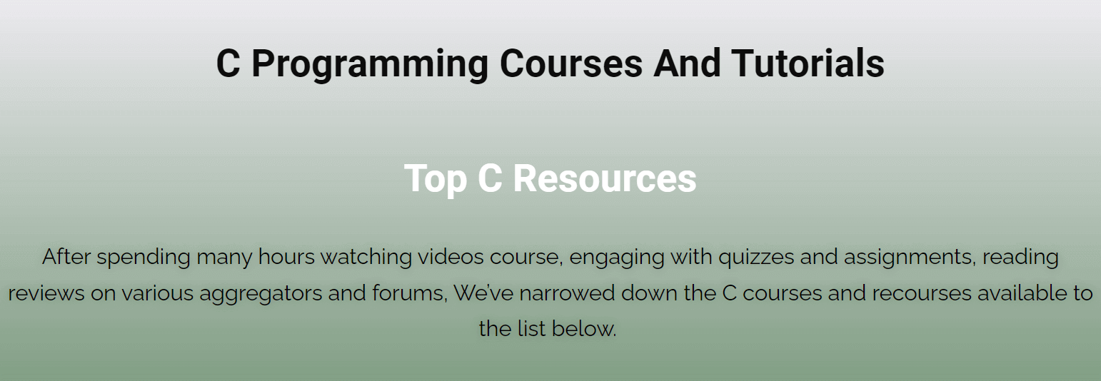 Free C Programming Courses And Tutorials