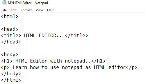 HTML Programs in Notepad