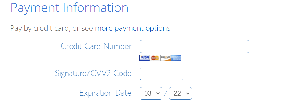 Bluehost payment Information