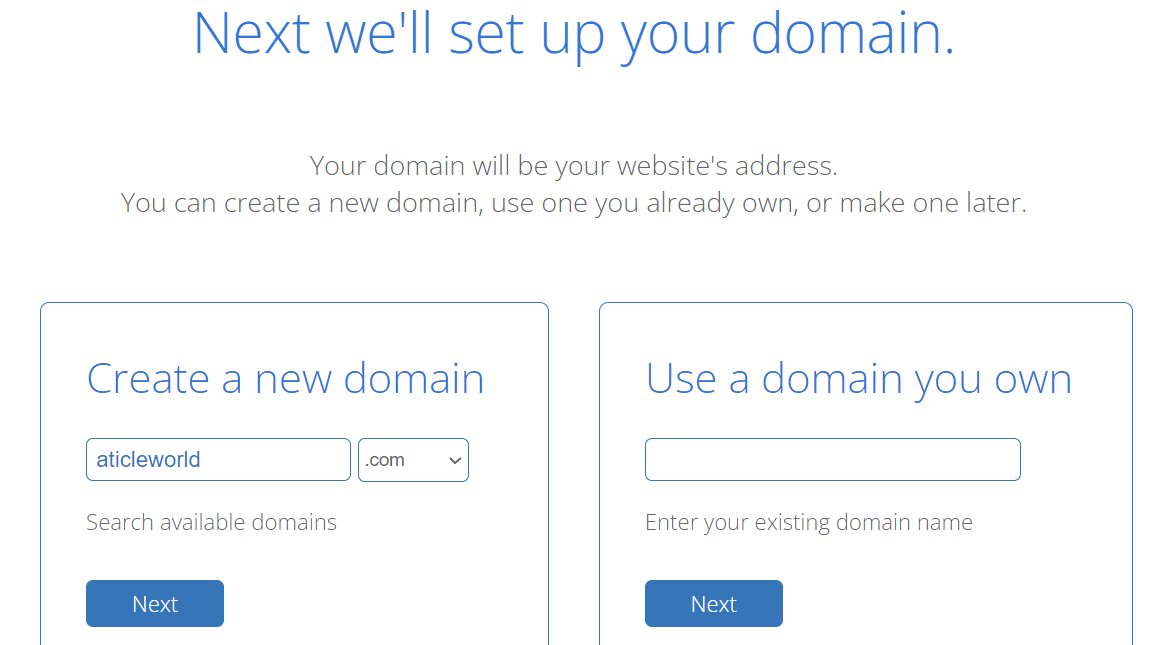 Create domain with bluehost