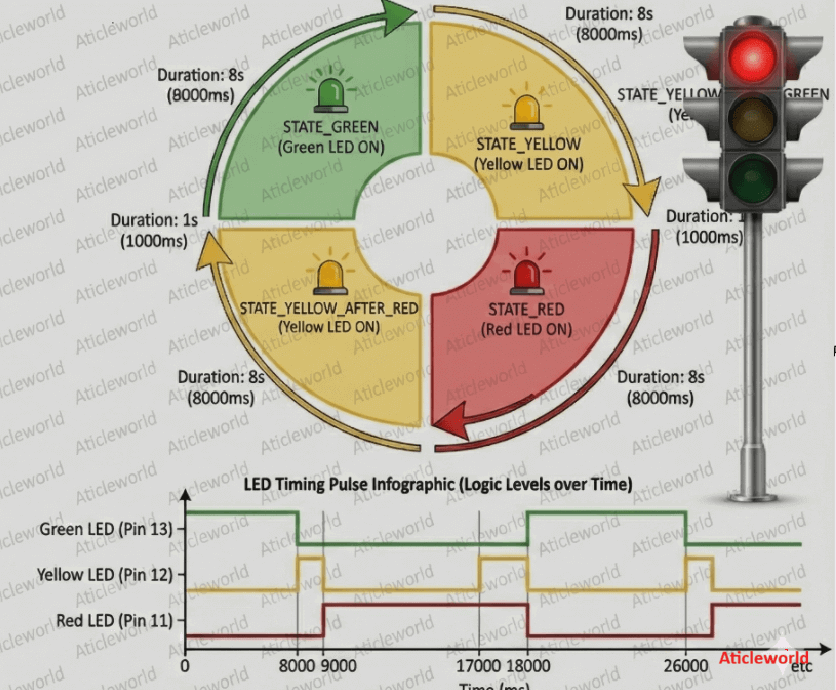 Arduino Traffic Light project, Traffic Lights Arduino 